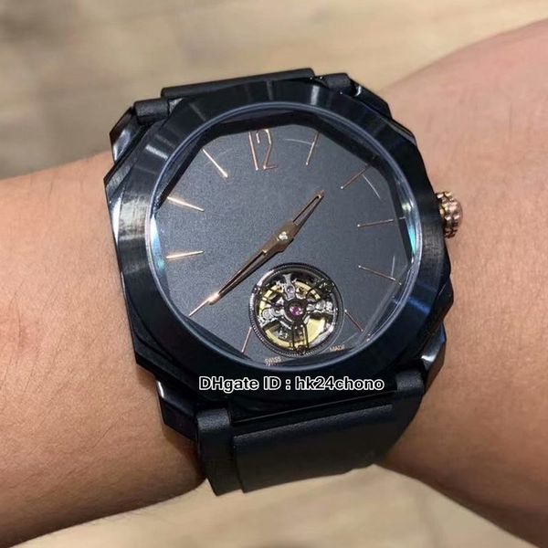 octo finissimo pvd black steel case 102560 men's automatic watch black dial rubber strap tourbillon gents sport watches, Slivery;brown
octo finissimo pvd black steel case 102560 men's automatic watch black dial rubber strap tourbillon gents sport watches, Slivery;brown
