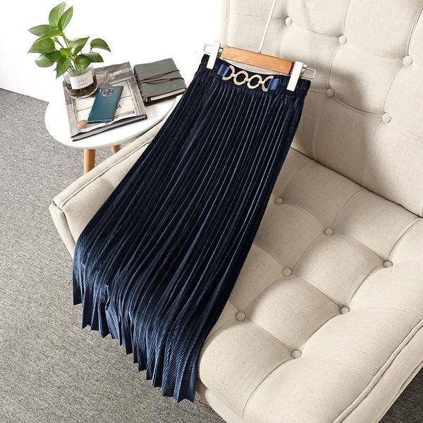 europe fashion autumn winter new designer high waist solid vintage mid calf pleated velour skirts women1, Black
europe fashion autumn winter new designer high waist solid vintage mid calf pleated velour skirts women1, Black