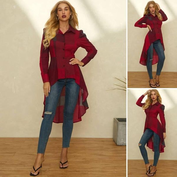 women 2020 autumn long plaid shirts celmia asymmetrical fashion blouses casual loose long sleeve vintage lapel blusas 5xl, White
women 2020 autumn long plaid shirts celmia asymmetrical fashion blouses casual loose long sleeve vintage lapel blusas 5xl, White