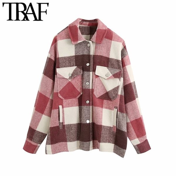 traf women vintage stylish oversized plaid jacket coat fashion lapel collar long sleeve pockets loose outerwear chic lj201021, Black;brown
traf women vintage stylish oversized plaid jacket coat fashion lapel collar long sleeve pockets loose outerwear chic lj201021, Black;brown