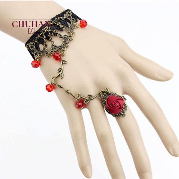 link, chain chuhan 2021 fashion women jewelry flower cane temperament of crystal lolita lace bracelet with ring j145, Black
link, chain chuhan 2021 fashion women jewelry flower cane temperament of crystal lolita lace bracelet with ring j145, Black