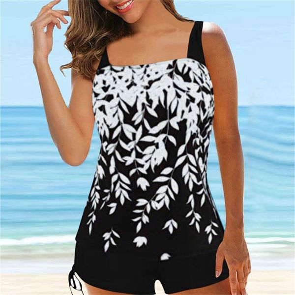 2022 new women digital print two-piece swimsuit tankini female monokini brazilian summer beach split bathing suits swimwear, White;black
2022 new women digital print two-piece swimsuit tankini female monokini brazilian summer beach split bathing suits swimwear, White;black