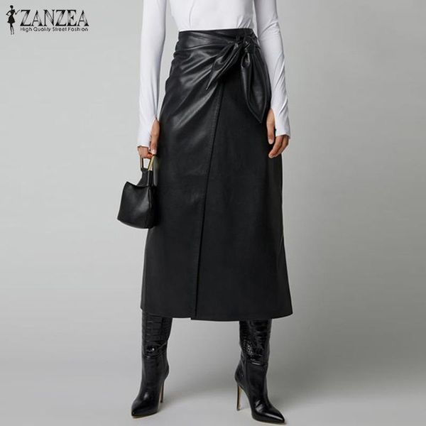 women's pu leather vestidos zanzea 2021 stylish button skirts high waist split lace-up midi skirts female solid robe oversized, Black
women's pu leather vestidos zanzea 2021 stylish button skirts high waist split lace-up midi skirts female solid robe oversized, Black