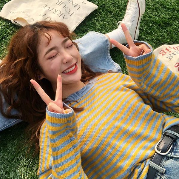 harajuku stripe female sweater 2 colors autumn and winter chic style stripe long sleeve sweaters womens sweaters and pullovers, White;black
harajuku stripe female sweater 2 colors autumn and winter chic style stripe long sleeve sweaters womens sweaters and pullovers, White;black