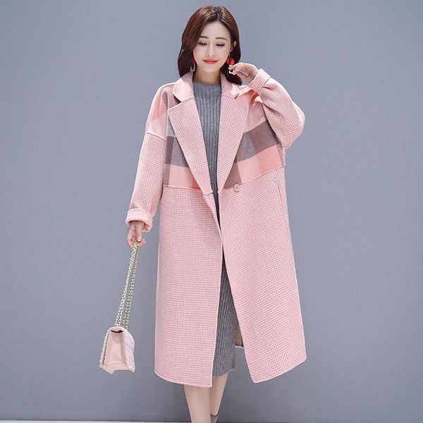 women's wool & blends office lady plaid women long winter blend coat turn-down collar and jacket covered button outerwear, Black
women's wool & blends office lady plaid women long winter blend coat turn-down collar and jacket covered button outerwear, Black
