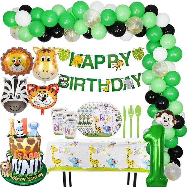 jungle birthday decoration green number balloons animal balloon safari paper cup plate banner for kids party
jungle birthday decoration green number balloons animal balloon safari paper cup plate banner for kids party