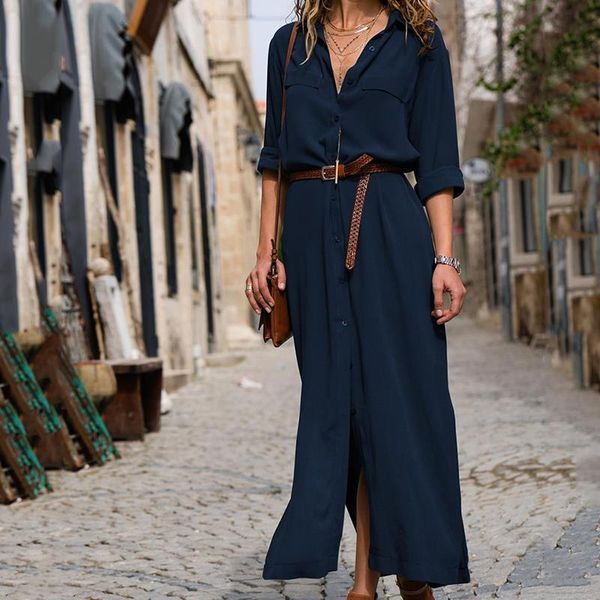 women long shirt dress office lady casual work elegant dresses turn down collar long sleeve side split blouse maxi dress, Black;gray
women long shirt dress office lady casual work elegant dresses turn down collar long sleeve side split blouse maxi dress, Black;gray