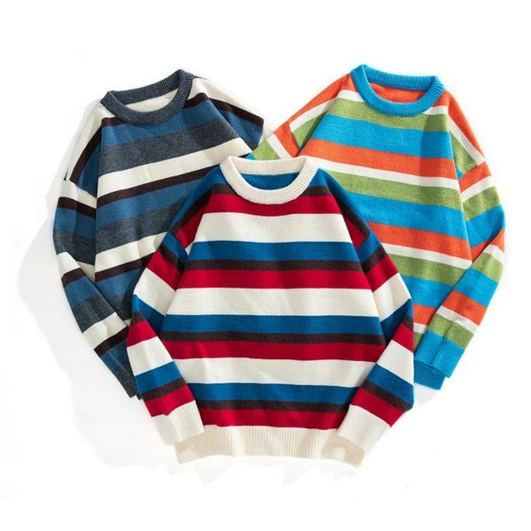 men's sweaters 2021 winter sweater couple pullover men autumn style casual man stripe round collar loose type warm, White;black
men's sweaters 2021 winter sweater couple pullover men autumn style casual man stripe round collar loose type warm, White;black