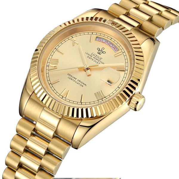 automatic watch men's mechanical double calendar gold fine steel waterproof men's watch, Slivery;brown
automatic watch men's mechanical double calendar gold fine steel waterproof men's watch, Slivery;brown