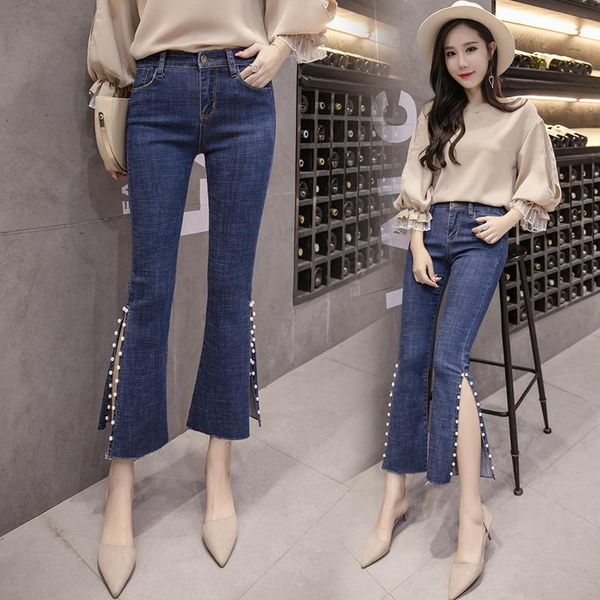 women's jeans arrival korean wild beaded fork high waist slim nine points clothing fashion cotton spring and summer pants, Blue
women's jeans arrival korean wild beaded fork high waist slim nine points clothing fashion cotton spring and summer pants, Blue