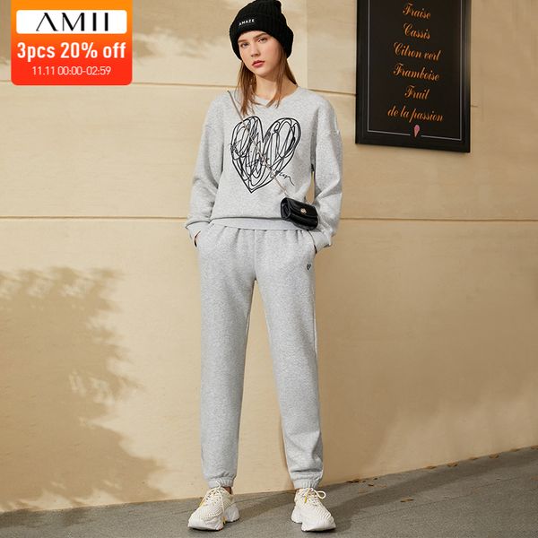amii minimalism autumn winter causal suits for women fashion embroidery oneck loose hoodies elastic waist women's pants 12040981 201113, White
amii minimalism autumn winter causal suits for women fashion embroidery oneck loose hoodies elastic waist women's pants 12040981 201113, White