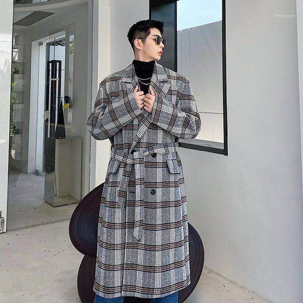 men's wool & blends male women streetwear jacket outerwear men autumn winter double breasted belt casual loose plaid long trench coat o, Black
men's wool & blends male women streetwear jacket outerwear men autumn winter double breasted belt casual loose plaid long trench coat o, Black