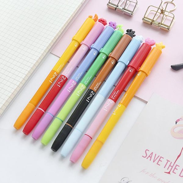 8pcs creative cute dual-side stamp color highlighter pen writing drawing gel pens kids gift marker office school supplies h6775, Black;red
8pcs creative cute dual-side stamp color highlighter pen writing drawing gel pens kids gift marker office school supplies h6775, Black;red