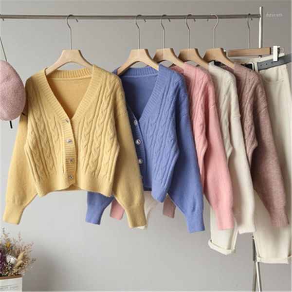 autumn winter pure color retro sweater knitted cardigan women's 2021 new v-neck long-sleeved single-breasted twist jacket 1, White
autumn winter pure color retro sweater knitted cardigan women's 2021 new v-neck long-sleeved single-breasted twist jacket 1, White