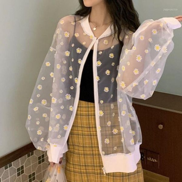 women's jackets mesh see through loose jacket daisy floral print thin sunscreen coat summer women long sleeve casual zipper bomber jack, Black;brown
women's jackets mesh see through loose jacket daisy floral print thin sunscreen coat summer women long sleeve casual zipper bomber jack, Black;brown