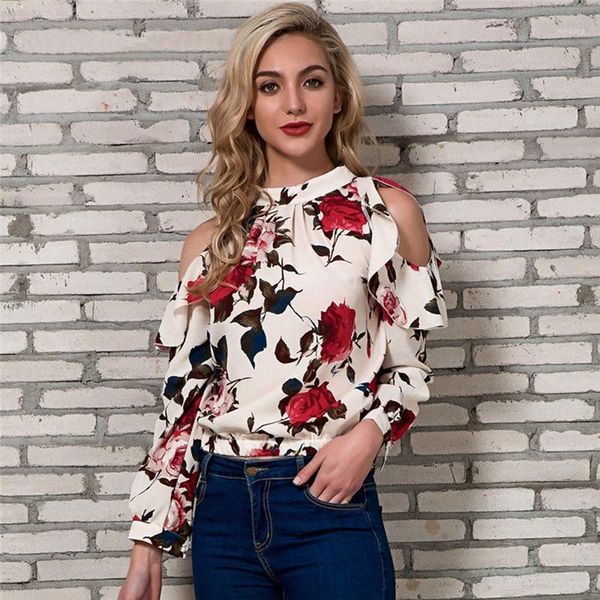 hirigin summer chiffon floral multi blouses women 2018 new long sleeve stand neck off shoulder ruffles shirts blouse, White
hirigin summer chiffon floral multi blouses women 2018 new long sleeve stand neck off shoulder ruffles shirts blouse, White