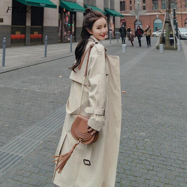 women's trench coats ftlzz casual women coat slim double breasted long autumn vintage with belt windbreaker outwear, Tan;black
women's trench coats ftlzz casual women coat slim double breasted long autumn vintage with belt windbreaker outwear, Tan;black