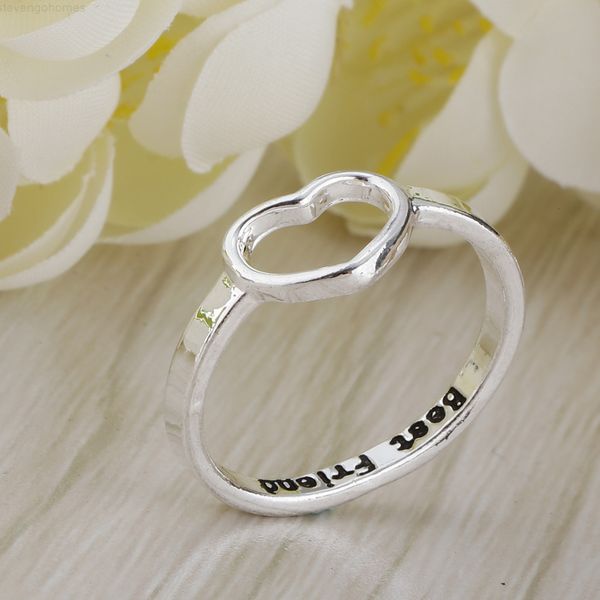heart cool letters friendship carved friends ring simple jewelry, Golden;silver