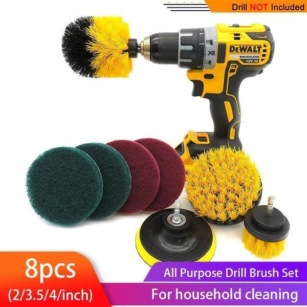 8pcs drill brush power cleaning scrubber nylons brush electric scrubber brush kit for kitchen bashroom car cleaning q jllgbf