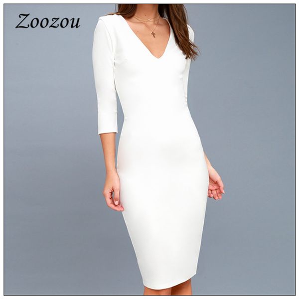 women elegant white v-neck slim pencil dress plus size 3/4 sleeve bodycon dress sheath work knee length female dress new custom, Black;gray
women elegant white v-neck slim pencil dress plus size 3/4 sleeve bodycon dress sheath work knee length female dress new custom, Black;gray