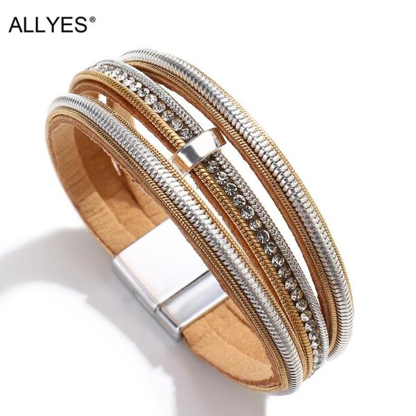 tennis allyes multilayer metal chain leather bracelets for women rhinestone charm wrap bracelet fashion jewelry, Golden;silver
tennis allyes multilayer metal chain leather bracelets for women rhinestone charm wrap bracelet fashion jewelry, Golden;silver