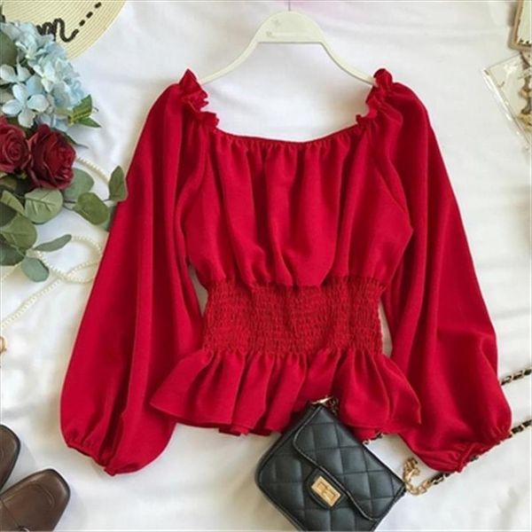 2020 summer new lantern sleeve chiffon women blouse and shirts solid slim slash neck ruffles lady shirts outwear z1698, White
2020 summer new lantern sleeve chiffon women blouse and shirts solid slim slash neck ruffles lady shirts outwear z1698, White