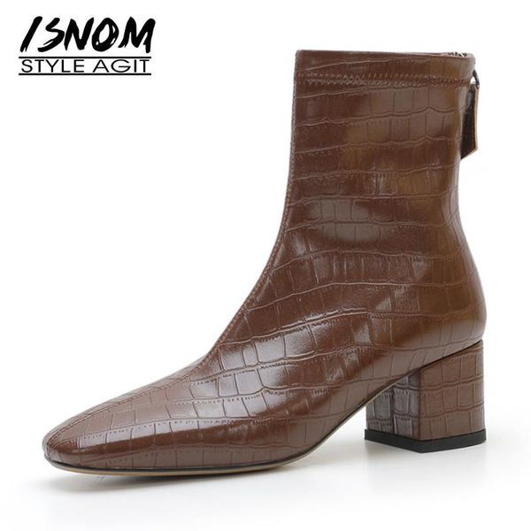 isnom emboss leather ankle boots women chunky heel shoes square toe med heels booties zipper woman shoes autumn 2021, Black
isnom emboss leather ankle boots women chunky heel shoes square toe med heels booties zipper woman shoes autumn 2021, Black