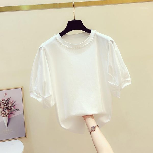pearls beading o-neck cotton short sleeve t shirt women puff sleeve white tee shirt femme korean black 2020 summer tshirt1
pearls beading o-neck cotton short sleeve t shirt women puff sleeve white tee shirt femme korean black 2020 summer tshirt1