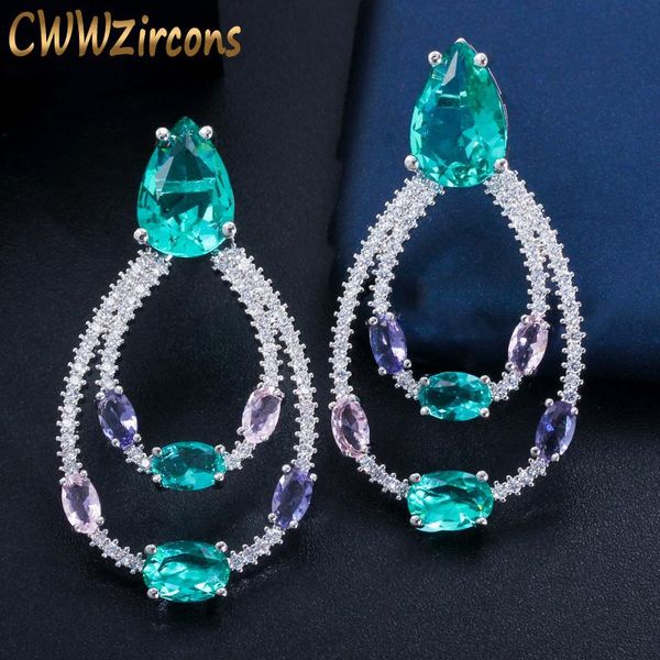 dangle & chandelier cwwzircons designer double circle drop light blue cubic zirconia crystal earrings trendy female party jewelry gift cz703, Silver
dangle & chandelier cwwzircons designer double circle drop light blue cubic zirconia crystal earrings trendy female party jewelry gift cz703, Silver