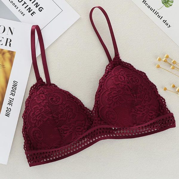 bra deep v triangle cup seamless underwear soft women girls wireless lingerie thin french style lace bralette1, Red;black
bra deep v triangle cup seamless underwear soft women girls wireless lingerie thin french style lace bralette1, Red;black