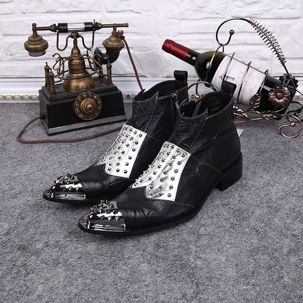 2020 finger british high men studded boots cowboy men's winter shoes jmng, Black
2020 finger british high men studded boots cowboy men's winter shoes jmng, Black
