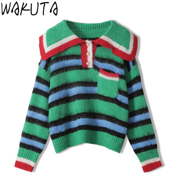 wakuta green winter thicken sweater women striped turn-down colllar pullovers female soft loose pocket buttons knitting jumpers h1211, White;black
wakuta green winter thicken sweater women striped turn-down colllar pullovers female soft loose pocket buttons knitting jumpers h1211, White;black