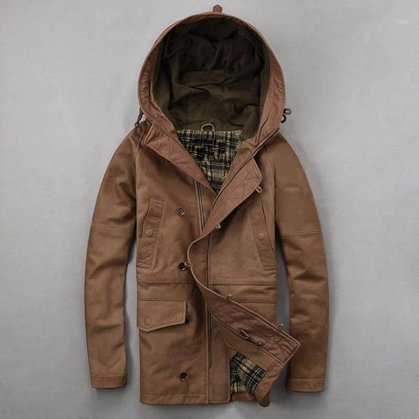 men natural cowhide leather long jacket vintage hoody genuine leather coat slim fit motorcycle windproof jackets 3xl1, Black
men natural cowhide leather long jacket vintage hoody genuine leather coat slim fit motorcycle windproof jackets 3xl1, Black