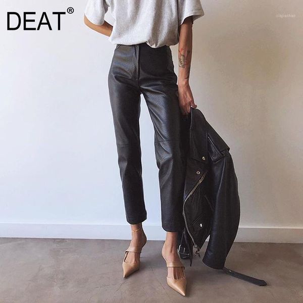 deat 2020 high waist anlke length pants pu leather pencil trousers spring and autumn fashion wm28001l1, Black;white
deat 2020 high waist anlke length pants pu leather pencil trousers spring and autumn fashion wm28001l1, Black;white