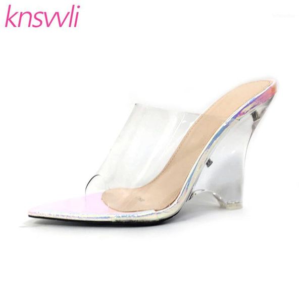 slippers crystal wedge heels women pointed toe clear pvc sandals ladies mules high illusory color transparent shoes woman1, Black
slippers crystal wedge heels women pointed toe clear pvc sandals ladies mules high illusory color transparent shoes woman1, Black