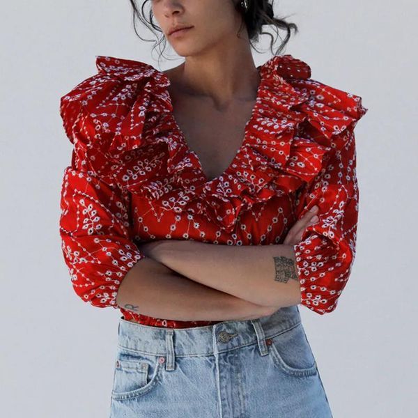 za 2020 women embroidered eyelet blouse ruffle v-neck elastic trim retro openwork embroidery summer woman shirt, White
za 2020 women embroidered eyelet blouse ruffle v-neck elastic trim retro openwork embroidery summer woman shirt, White