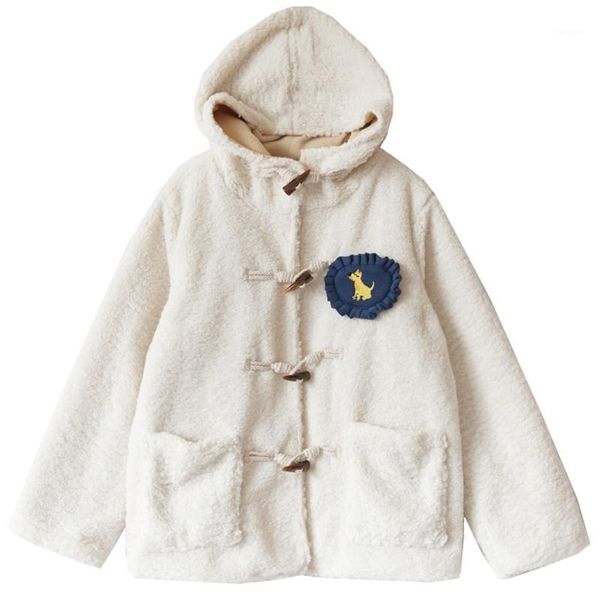 winter thick warm plus velvet lamb cashmere jacket cute puppy embroidery patch single row horn buckle hooded cotton jacket1, Black
winter thick warm plus velvet lamb cashmere jacket cute puppy embroidery patch single row horn buckle hooded cotton jacket1, Black