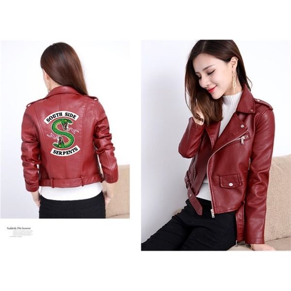 winter women's pu motorcycle jacket short southside serpents artificial leather riverdale c1106, Black;brown
winter women's pu motorcycle jacket short southside serpents artificial leather riverdale c1106, Black;brown