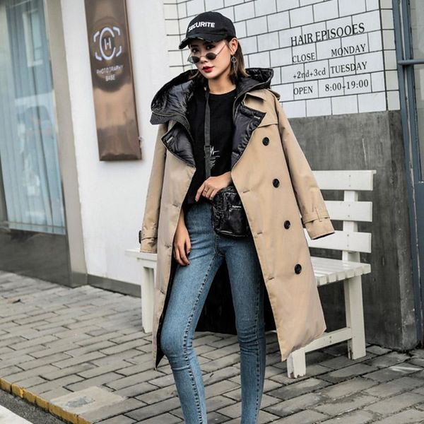 ftlzz winter 90% white duck down parka removable hat hooded long jacket warm double breasted with belt outwear, Black
ftlzz winter 90% white duck down parka removable hat hooded long jacket warm double breasted with belt outwear, Black
