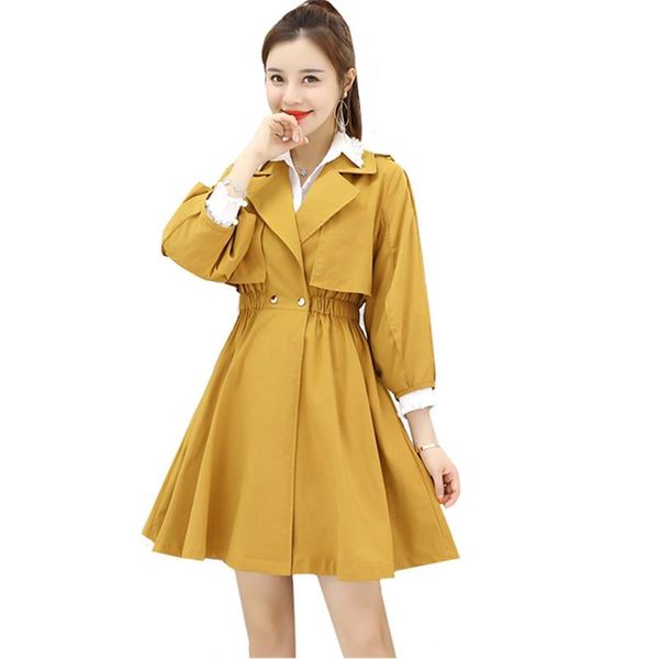 women's trench coats 2021 spring autumn fashion slim women windbreaker coat yellow elegant temperament long outwear casual female dress, Tan;black
women's trench coats 2021 spring autumn fashion slim women windbreaker coat yellow elegant temperament long outwear casual female dress, Tan;black