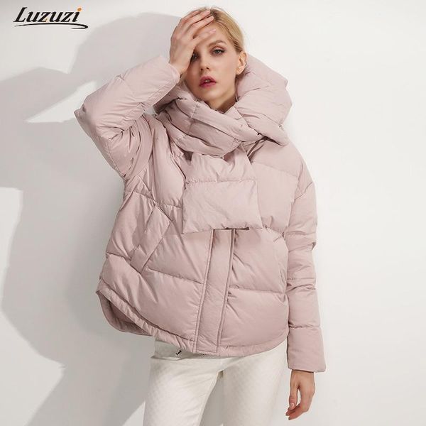 2019 short women's winter white duck down coat cotton padded jacket stylish hooded collar bib design outwear coat1, Black
2019 short women's winter white duck down coat cotton padded jacket stylish hooded collar bib design outwear coat1, Black