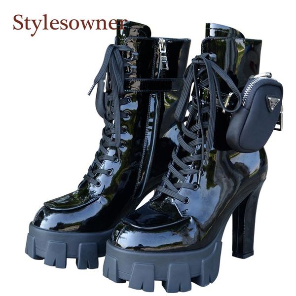 super high heel belt buckle pocket bag boots women waterproof platform side zipper motorcycle boots metal decro mat leather shoe, Black
super high heel belt buckle pocket bag boots women waterproof platform side zipper motorcycle boots metal decro mat leather shoe, Black