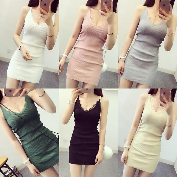 44jp6 medium and long suspender vest women's knitted summer shirt bottomed dress sling dress lace wear outside and wear inside student, Black;gray
44jp6 medium and long suspender vest women's knitted summer shirt bottomed dress sling dress lace wear outside and wear inside student, Black;gray