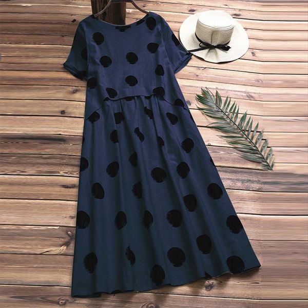2020 plus size summer casual women o neck short sleeve cotton linen vintage polka dot loose pleated party long dress vestidos, Black;gray
2020 plus size summer casual women o neck short sleeve cotton linen vintage polka dot loose pleated party long dress vestidos, Black;gray