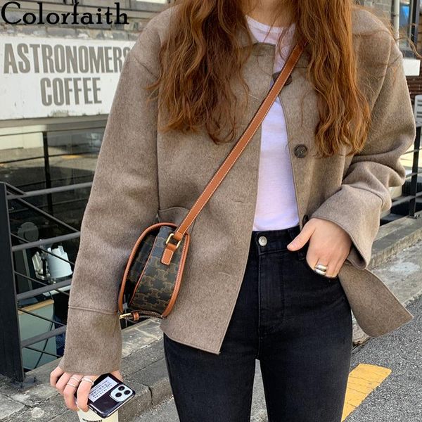 women's jackets colorfaith 2021 autumn winter jacket casual pockets vintage cashmere oversize wild outerwear lady short jk3219, Black;brown
women's jackets colorfaith 2021 autumn winter jacket casual pockets vintage cashmere oversize wild outerwear lady short jk3219, Black;brown