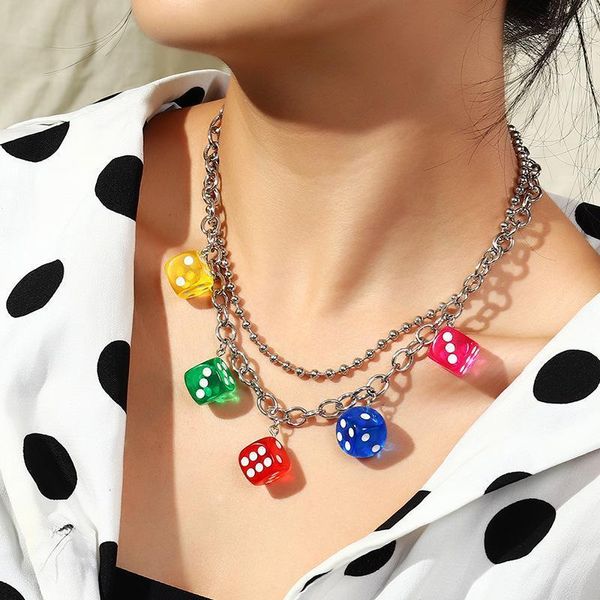 chains hiphop colorful dice necklaces womens creative gothic rock beads clavicle chain layered pendant jewelry for girls1, Silver
chains hiphop colorful dice necklaces womens creative gothic rock beads clavicle chain layered pendant jewelry for girls1, Silver