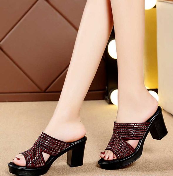 slippers women's modern 2021summer 8cm high heels women shoes fashion sequins thick with open toes sandals 35-41, Black
slippers women's modern 2021summer 8cm high heels women shoes fashion sequins thick with open toes sandals 35-41, Black