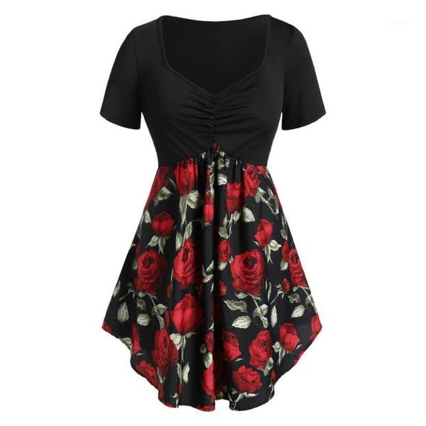 women plus size blouse fashion sweetheart collar rose print short sleeve blouse and vintage patchwork woman blusas clothing1, White
women plus size blouse fashion sweetheart collar rose print short sleeve blouse and vintage patchwork woman blusas clothing1, White