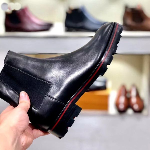 boots for men shoes ankle boots kicko style black suede calfskin elegant men's low heels shoes