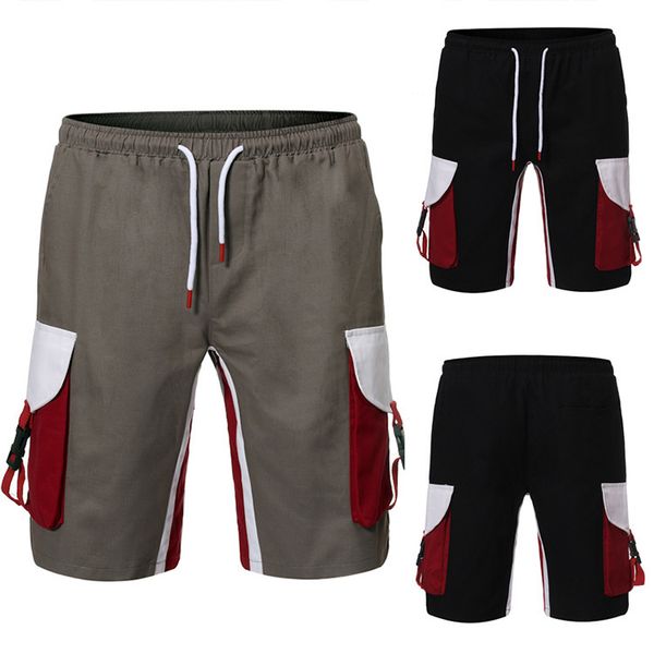 2020 summer tooling 5-point color matching casual men's large multi pocket shorts, White;black
2020 summer tooling 5-point color matching casual men's large multi pocket shorts, White;black